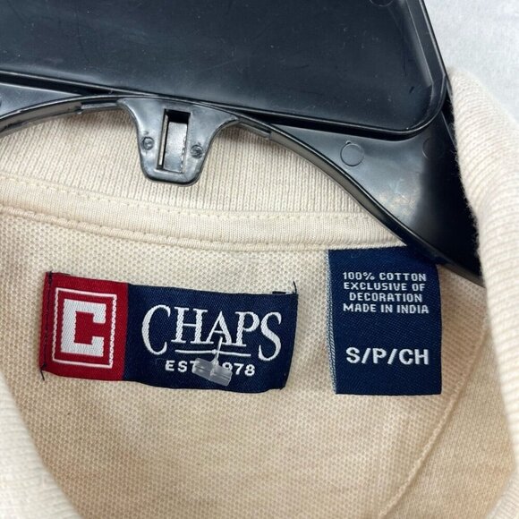 Chaps Ralph Lauren Polo Shirt Men's Sz S Oatmeal Cream High Low Hem Short Sleeve - Picture 11 of 13